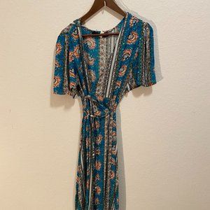 Francesca's Colorful Wrap Maxi Dress - L
